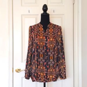 H&M Multicolor Patterned Long Sleeve Button Down Long Shirt.